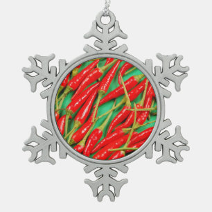 Adorno De Peltre Tipo Copo De Nieve Ornamento de navidad de pimientos rojos