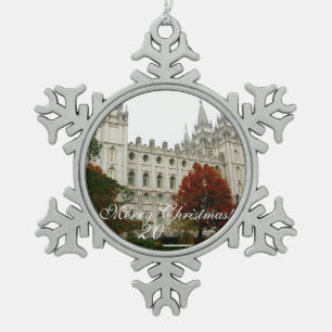 Adorno De Peltre Tipo Copo De Nieve Ornamento de Navidad de SLC Temple Pewter