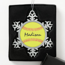 Ornamento de Navidad Fastpitch Softball Snowflake