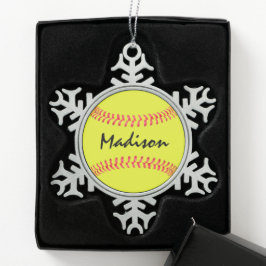 Adorno De Peltre Tipo Copo De Nieve Ornamento de Navidad Fastpitch Softball Snowflake