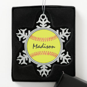Adorno De Peltre Tipo Copo De Nieve Ornamento de Navidad Fastpitch Softball Snowflake
