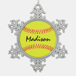Adorno De Peltre Tipo Copo De Nieve Ornamento de Navidad Fastpitch Softball Snowflake