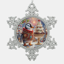 Adorno De Peltre Tipo Copo De Nieve Ornamento de Navidad Penguin Sundae
