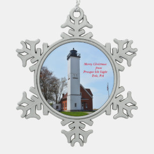 Adorno De Peltre Tipo Copo De Nieve Ornamento de Navidad Presque Isle Light