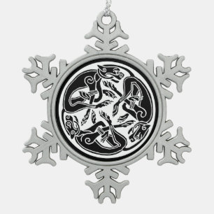Adorno De Peltre Tipo Copo De Nieve ornamento de pewter de hounds celta