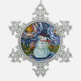 Adorno De Peltre Tipo Copo De Nieve Ornamento de Pewter Snowman