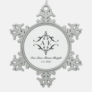 Adorno De Peltre Tipo Copo De Nieve Ornamento de regalo de Navidades de monograma pers
