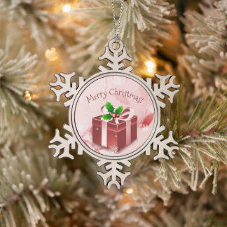 Adorno De Peltre Tipo Copo De Nieve Ornamento de regalo de Navidades rojos
