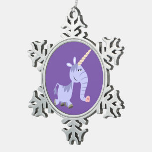 Adorno De Peltre Tipo Copo De Nieve Ornamento de timbre de unicornio de Personalizado