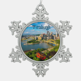 Adorno De Peltre Tipo Copo De Nieve Ornamento de vacaciones— Gran foto de Pittsburgh