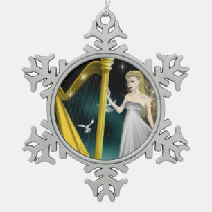 Adorno De Peltre Tipo Copo De Nieve Ornamento del ángel de la plata y del oro