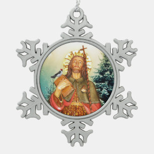 Adorno De Peltre Tipo Copo De Nieve Ornamento del cardenal de invierno de St Rocco Pew