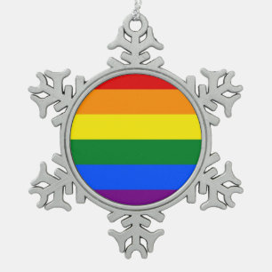 Adorno De Peltre Tipo Copo De Nieve Ornamento del copo de nieve con la bandera de LGBT