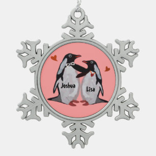 Adorno De Peltre Tipo Copo De Nieve Ornamento del copo de nieve del amor del pingüino
