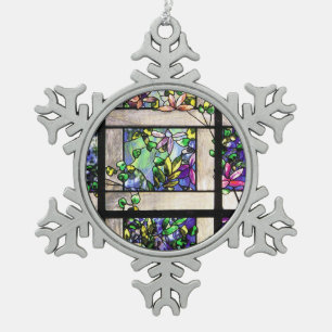 Adorno De Peltre Tipo Copo De Nieve Ornamento del copo de nieve del vitral de Tiffany