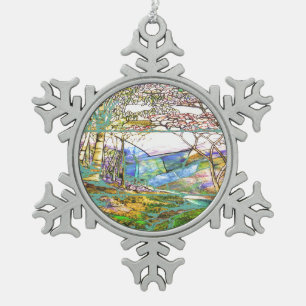 Adorno De Peltre Tipo Copo De Nieve Ornamento del copo de nieve del vitral de Tiffany