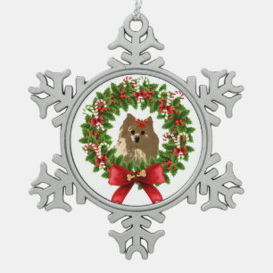 Adorno De Peltre Tipo Copo De Nieve Ornamento del día de fiesta de la guirnalda de Pom