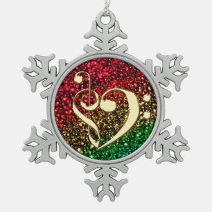 Adorno De Peltre Tipo Copo De Nieve Ornamento del día de fiesta del corazón del Clef