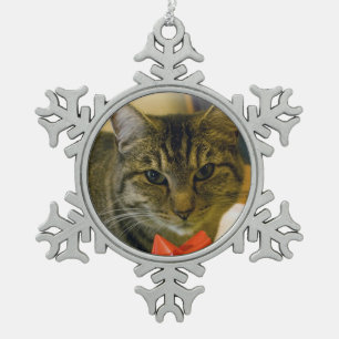 Adorno De Peltre Tipo Copo De Nieve Ornamento del gato y del estaño de la cinta