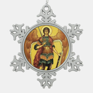 Adorno De Peltre Tipo Copo De Nieve Ornamento del ícono ruso de San Miguel Arcángel
