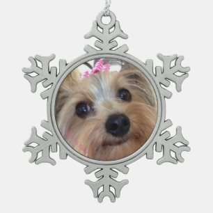 Adorno De Peltre Tipo Copo De Nieve Ornamento del navidad del copo de nieve de Yorkie