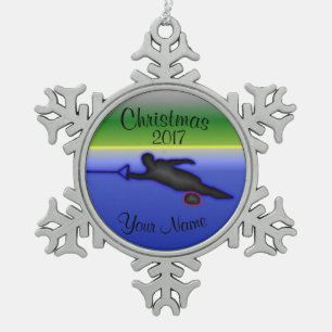 Adorno De Peltre Tipo Copo De Nieve Ornamento del navidad del esquí acuático del