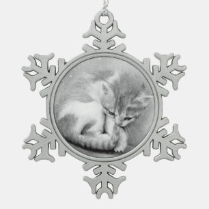 Adorno De Peltre Tipo Copo De Nieve Ornamento del navidad del gatito del copo de nieve