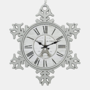 Adorno De Peltre Tipo Copo De Nieve ornamento del reloj de París del vintage