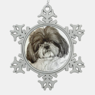 Adorno De Peltre Tipo Copo De Nieve Ornamento del tzu de Shih por el villancico Zeock