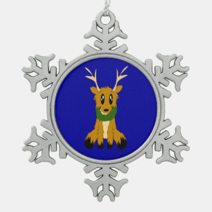Adorno De Peltre Tipo Copo De Nieve Ornamento desaliñado lindo del reno del navidad