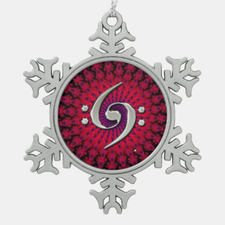 Adorno De Peltre Tipo Copo De Nieve Ornamento doble de la plata del Clef bajo de la