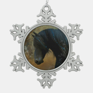 Adorno De Peltre Tipo Copo De Nieve Ornamento frisio del navidad del caballo