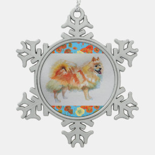 Adorno De Peltre Tipo Copo De Nieve Ornamento navideño alemán Spitz Pomeranian