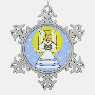 Adorno De Peltre Tipo Copo De Nieve Ornamento navideño de Angel Pewter