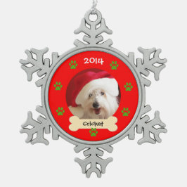 Adorno De Peltre Tipo Copo De Nieve Ornamento navideño de foto de perro en copo de nie