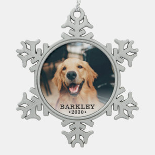 Adorno De Peltre Tipo Copo De Nieve Ornamento navideño de invierno de fotos de perro d