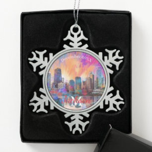 Adorno De Peltre Tipo Copo De Nieve Ornamento navideño de Snowflake Pewter de Chicago
