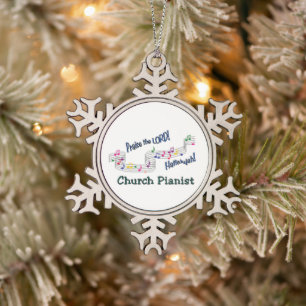 Adorno De Peltre Tipo Copo De Nieve Ornamento navideño del pianista de la iglesia sobr