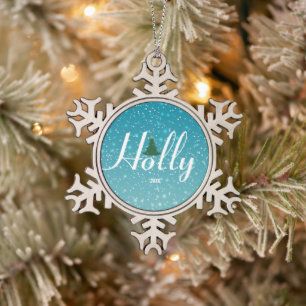 Adorno De Peltre Tipo Copo De Nieve Ornamento navideño Holly Jolly, Personalizado