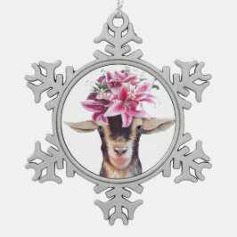 Adorno De Peltre Tipo Copo De Nieve Ornamento navideño tierno Lily the Goat
