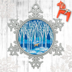 Adorno De Peltre Tipo Copo De Nieve Ornamento nórdico de aves de fiordo de invierno