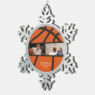 Adorno De Peltre Tipo Copo De Nieve Ornamento personalizado de baloncesto - Foto Snowf