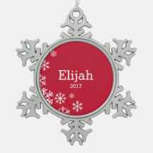 Ornamento personalizado de copo de nieve rojo