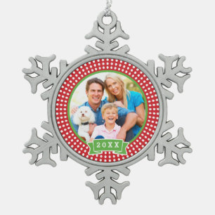Adorno De Peltre Tipo Copo De Nieve Ornamento personalizado de foto de familia Keepsak