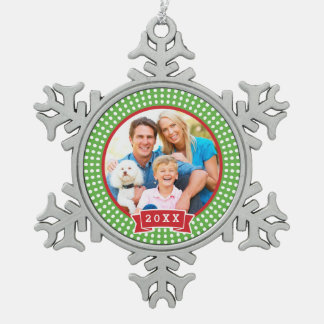 Adorno De Peltre Tipo Copo De Nieve Ornamento personalizado de foto de familia Keepsak