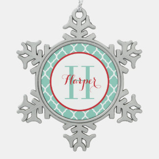 Adorno De Peltre Tipo Copo De Nieve Ornamento personalizado de monograma Keepsake