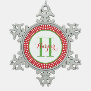 Adorno De Peltre Tipo Copo De Nieve Ornamento personalizado de monograma Keepsake