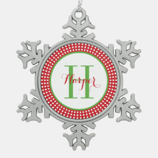 Adorno De Peltre Tipo Copo De Nieve Ornamento personalizado de monograma Keepsake