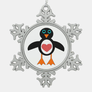 Adorno De Peltre Tipo Copo De Nieve Ornamento pingüino de corazón de amor lindo