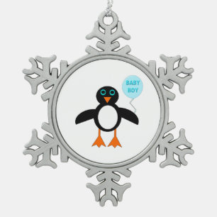 Adorno De Peltre Tipo Copo De Nieve Ornamento pingüino de niño pequeño azul